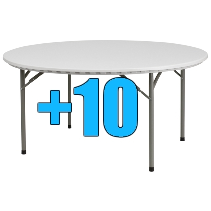SaferWholesale Package of 10 5ft Round Folding Tables
