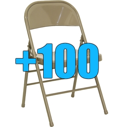 SaferWholesale Package of 100 Beige Steel Frame Folding Chairs
