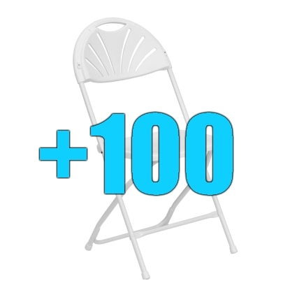 SaferWholesale Package of 100 White Steel Frame Fan Back Folding Chairs