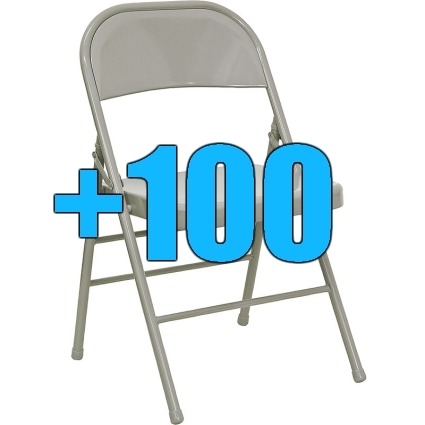 SaferWholesale Package of 100 Grey Steel Frame Folding Chairs