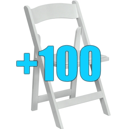 SaferWholesale Package of 100 Padded White Wood Frame Folding Chairs