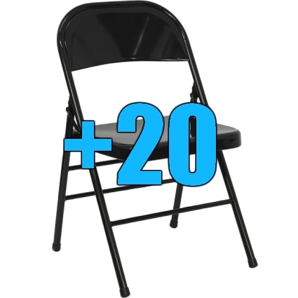 SaferWholesale Package of 20 Black Steel Frame Folding Chairs