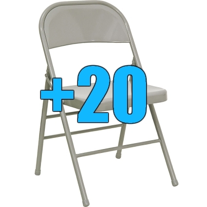SaferWholesale Package of 20 Grey Steel Frame Folding Chairs