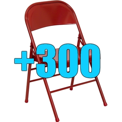 SaferWholesale Package of 300 Heavy Duty Red Metal Folding Chairs