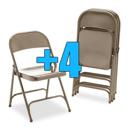SaferWholesale Package of 4 Heavy Duty Bronze Metal Folding Chairs