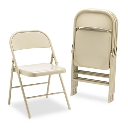 SaferWholesale Package of 4 Heavy Duty Light Beige Metal Folding Chairs