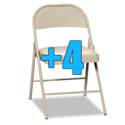 SaferWholesale Package of 4 Padded Light Beige Metal Folding Chairs