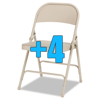 SaferWholesale Package of 4 Heavy Duty Tan Metal Folding Chairs