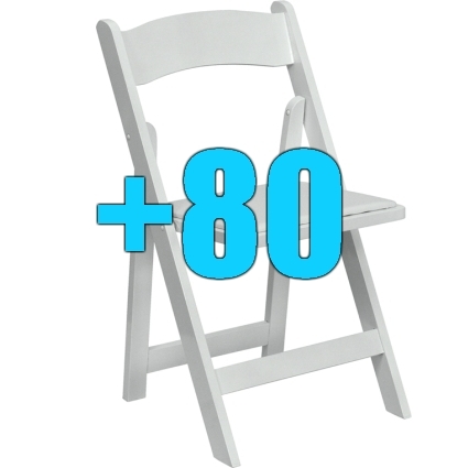 SaferWholesale Package of 80 Padded White Wood Frame Folding Chairs