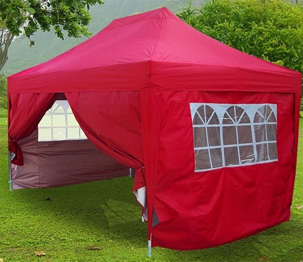 SaferWholesale Heavy Duty 10' x 15' Red Double Pyramid-Roofed Pop Up Canopy Tent