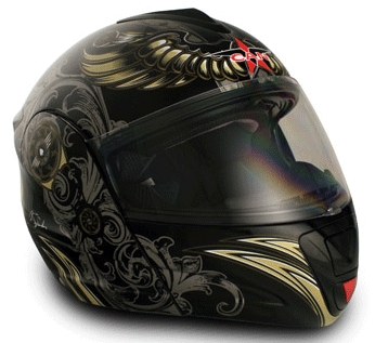 SaferWholesale Adult Aviator Black Flip Up Motorcycle Helmet (DOT Approved)