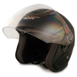 SaferWholesale Adult Matte Black Metro Open Face Motorcycle Helmet (DOT Approved)