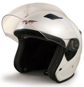 SaferWholesale Adult White Metro Open Face Motorcycle Helmet (DOT Approved)