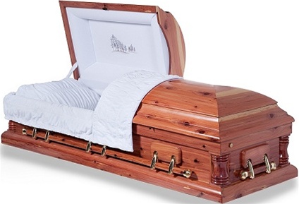 SaferWholesale Solid Wood Casket With Natural Red Cedar Finish