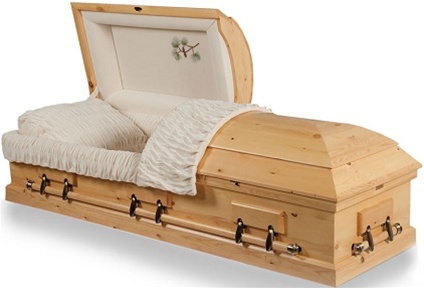 SaferWholesale Solid Wood Casket With Pine Finish