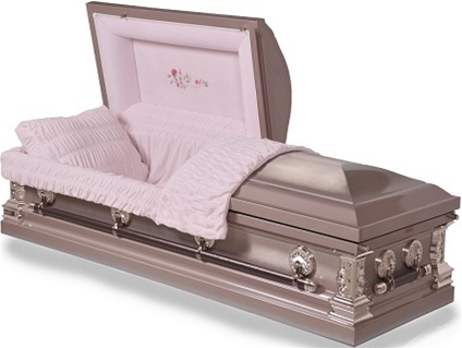 SaferWholesale Stainless Steel Silver Rose Finish Casket