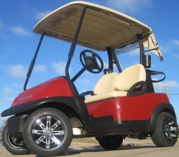 SaferWholesale 48V Maroon Club Car Precedent Electric Golf Cart With Custom Rims And Tires