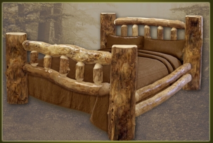 SaferWholesale Classic Rustic Furniture Log Bed
