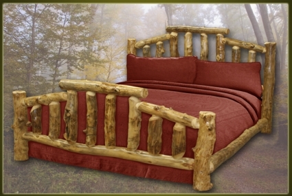 SaferWholesale Mountain Cottage Rustic Furniture Aspen Log Bed