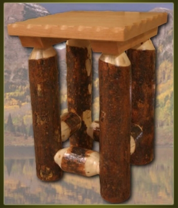 SaferWholesale Bark on Lodge Pole Pine Leg Nightstand