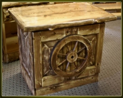 SaferWholesale Rustic Furniture Wagon Wheel End Table/Nightstand/TV Stand