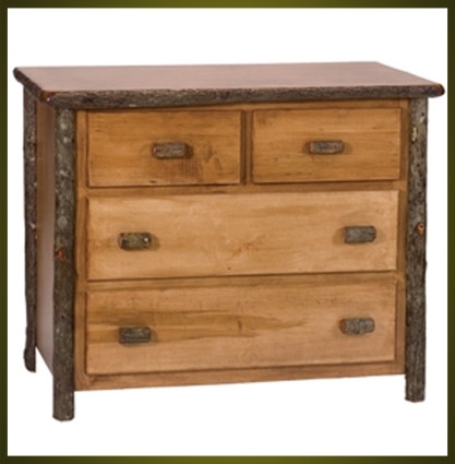 SaferWholesale Rustic Furniture Low-Boy 4 Drawer Dresser