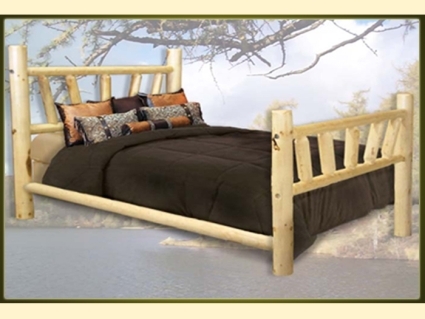 SaferWholesale GoodTimber Rustic Furniture Log Bed with Sunburst Pattern