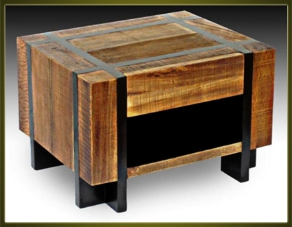 SaferWholesale Rustic Furniture Barn Wood One Drawer Nightstand