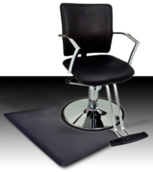 SaferWholesale Black Leather Hydraulic Barber Chair With Chrome Footrest and Armrests and Anti Fatigue Comfort Floor Mat