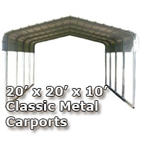 SaferWholesale 20'W x 20'L x 10'H Classic Metal Carport