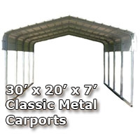 SaferWholesale 30'W x 20'L x 7'H Classic Metal Carport
