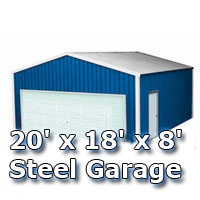 SaferWholesale 20' x 18' x 8' Steel Metal Enclosed Building Garage