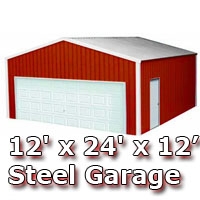 SaferWholesale 12' x 24' x 12' Steel Metal Enclosed Building Garage