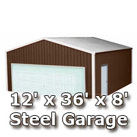 SaferWholesale 12' x 36' x 8' Steel Metal Enclosed Building Garage
