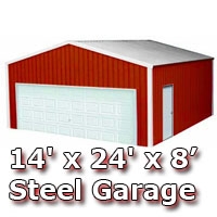 SaferWholesale 14' x 24' x 8' Steel Metal Enclosed Building Garage
