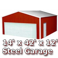 SaferWholesale 14' x 42' x 12' Steel Metal Enclosed Building Garage