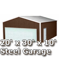 SaferWholesale 20' x 30' x 10' Steel Metal Enclosed Building Garage