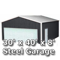 SaferWholesale 30' x 40' x 8' Steel Metal Enclosed Building Garage