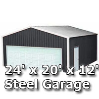 SaferWholesale 24' x 20' x 12' Steel Metal Enclosed Building Garage