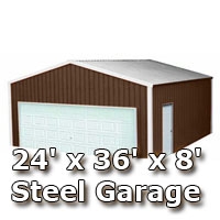 VER 24' x 36' x 8' Steel Metal Enclosed Building Garage