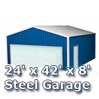 SaferWholesale 24' x 42' x 8' Steel Metal Enclosed Building Garage