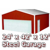 SaferWholesale 24' x 42' x 12' Steel Metal Enclosed Building Garage