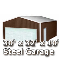 SaferWholesale 30' x 32' x 10' Steel Metal Enclosed Building Garage