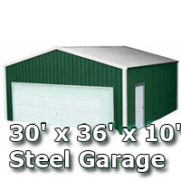 SaferWholesale 30' x 36' x 10' Steel Metal Enclosed Building Garage