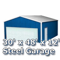 SaferWholesale 30' x 48' x 12' Steel Metal Enclosed Building Garage