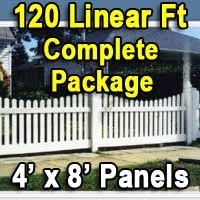 SaferWholesale 4' x 120' PVC Picket Fence Complete Package