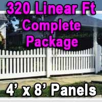 SaferWholesale 4' x 320' PVC Picket Fence Complete Package
