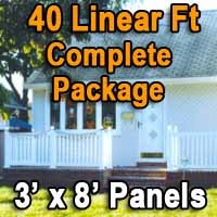 SaferWholesale 40 Feet White PVC Deck Porch Railing Complete Package