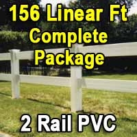 SaferWholesale 156 Feet PVC 2 Rail Post and Rail Fence Complete Package