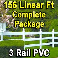 SaferWholesale 156 Feet PVC 3 Rail Post and Rail Fence Complete Package